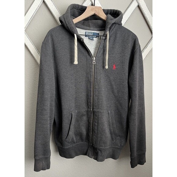 Polo by Ralph Lauren Other - Polo by Ralph Lauren Men’s L Full Zip Hoodie Sweatshirt Jacket -Gray w/ Red Pony